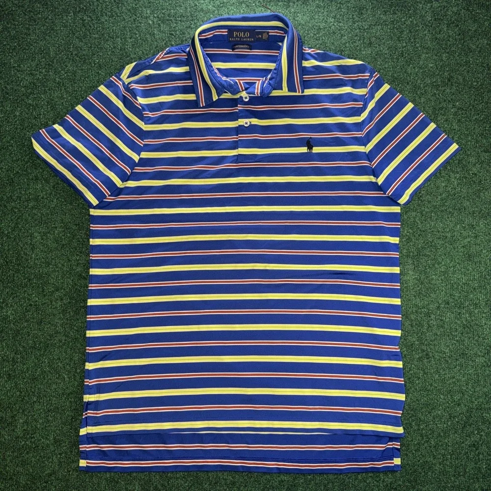 Polo Ralph Lauren Performance Polo Shirt Men's Size Large Multicolor Stripe Polo